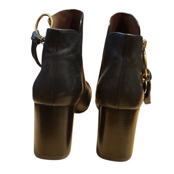 See by Chloe Boots Louise Block Heel Ankle Booties Black Leather Zip EU38/U8 - Picture 4 of 12